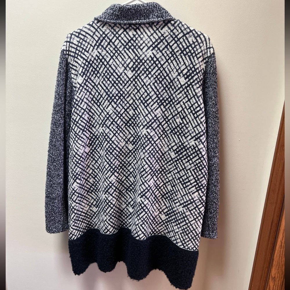 Multiples Patchwork Knit Navy Blue, White, Red Ca… - image 8